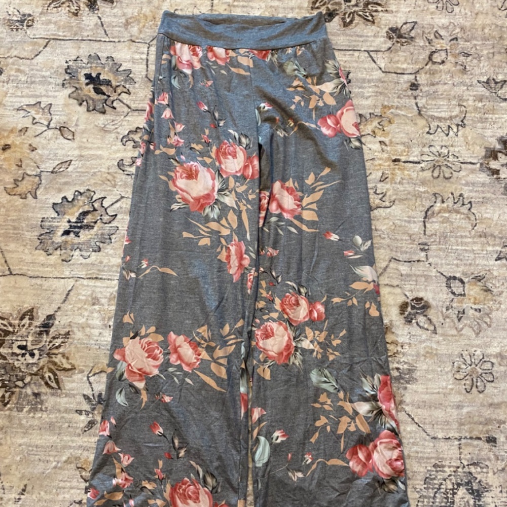 Pajama Pants, Medium, Grey/floral